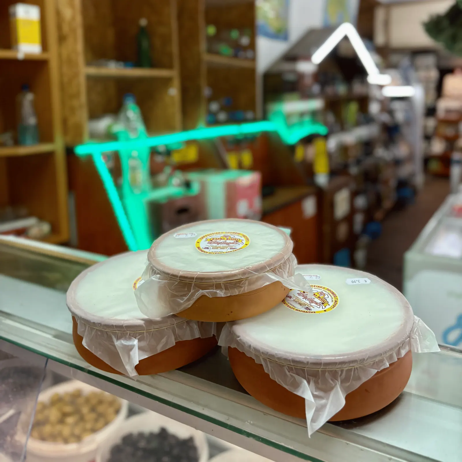 Sheep's-milk yoghurt at Stratos Market, Anaxos
